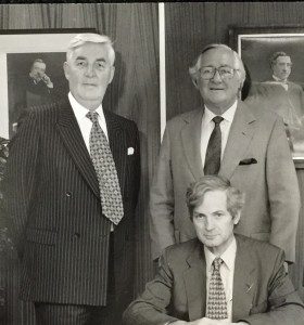 The men behind Fine Worcester Twist and it's success. Designer, Hilary Terry was also instrumental with her amazing colourbank.  Back from left to right: Mr Tony Hardwick (Sales Director 1995-2010),  Mr Jim Bennett (Sales Director & Consultant Director 1983-2001) Front: Mr David Adam (Managing Director until 2007)